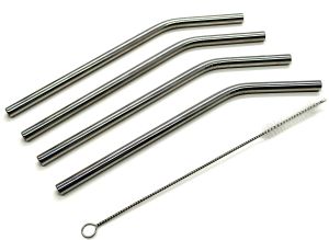 Edelstahl Trinkhalm 4er Set inkl. Reinigungsbürste