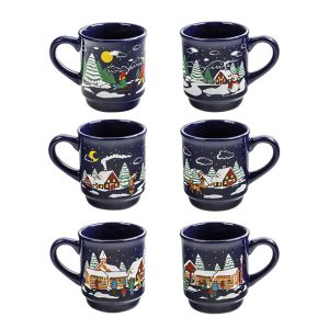 Glühwein - Becher aus Keramik, ca. 0,2ltr 3 Motive
