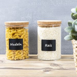 Vorratsglas mit Korkdeckel, 2er Set, je 800ml inkl. Aufkleber und Kreide