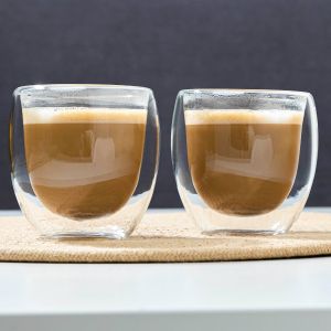 Cappuccino Glas, 250ml 2er Set doppelwandig, 8,3 x 8,6cm