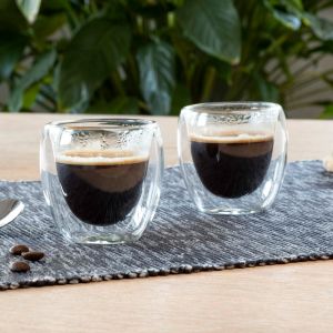 Espresso Glas, 80ml 2er Set doppelwandig, ca. 6,3 x 6,4cm