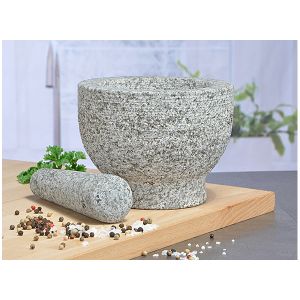 Granitmörser mit Stößel in schwerer Ausführung