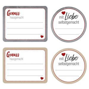 30 tlg. Sticker Set "Einmachen" runde und eckige Etiketten, selbstklebend