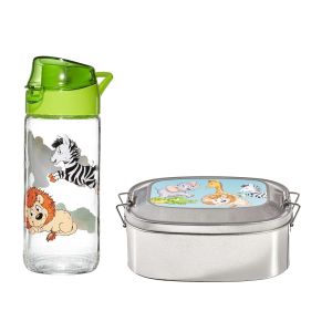 Trinkflasche 500ml  und Lunchbox Supersnack HAPPY ZOO SET