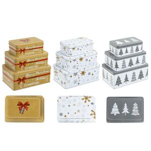 Weihnachts - Keksdosen,3tlg., rechteckig in 3 verschiedenen winterlichen Motiven